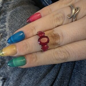 Elegant Ruby Gemstone Ring Sterling Silver Sz 6